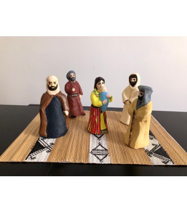 Unique handmade & painted Algerian Berber Nativity Set/Crèche