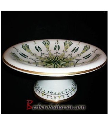 Handmade Algerian Berber Fruit Bowl in Ceramic & Gold - Large