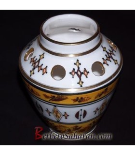 Handmade Algerian Tooth brush holder in white ceramic & Gold