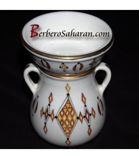 handmade Algerian Tea infuser in white ceramic & Gold - 1 cup