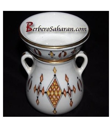 handmade Algerian Tea infuser in white ceramic & Gold - 1 cup