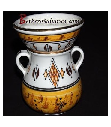 handmade Algerian Tea infuser in white ceramic & Gold - 1 cup