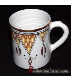handmade Algerian Berber coffee Mug in white ceramic & Gold