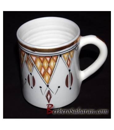 handmade Algerian Berber coffee Mug in white ceramic & Gold
