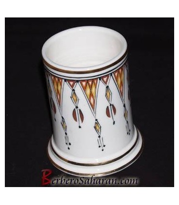 Handmade Algerian Berber pen holder in Ceramic & 12 carat Gold