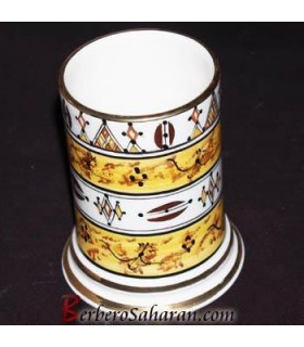 Handmade Algerian Berber pen holder in Ceramic & 12 carat Gold