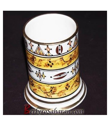 Handmade Algerian Berber pen holder in Ceramic & 12 carat Gold