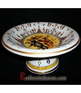Handmade Algerian Berber Fruit Bowl in Ceramic & Gold - Medium