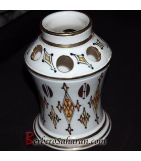 Handmade Algerian Tooth brush holder in white ceramic & Gold
