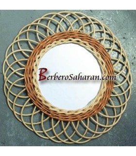 Handmade Algerian Wicker mirror - Round Small