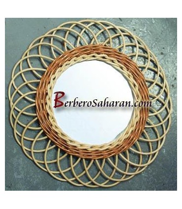 Handmade Algerian Wicker mirror - Round Small