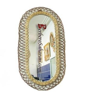 Handmade Algerian Wicker mirror, real work of art - Large