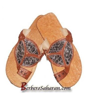 Handmade Algerian Thongs with leather and snake skin - For Men