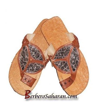 Handmade Algerian Thongs with leather and snake skin - For Men