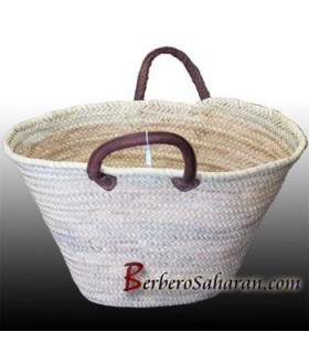 Hand woven leather and straw shopping basket from Morocco 1