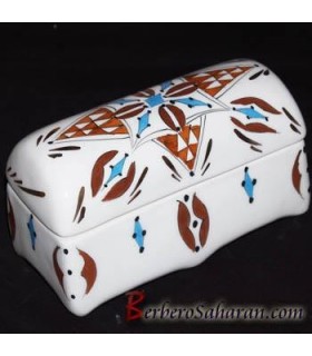 Rectangular Algerian Berber Jewellery Box in Ceramic & Gold