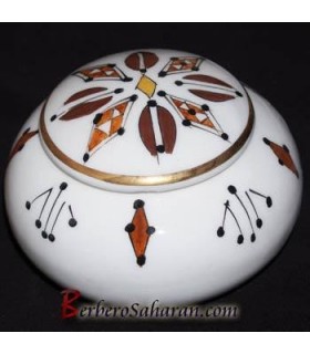 Round Jewellery Box from the Algerian Berbers in Ceramic & Gold