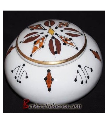 Round Jewellery Box from the Algerian Berbers in Ceramic & Gold