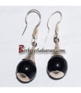 Tuareg Silver and onyx earrings from Algeria