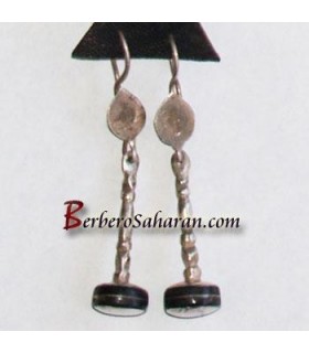 Silver and Ebony Wood Tuareg Earrings from Algeria