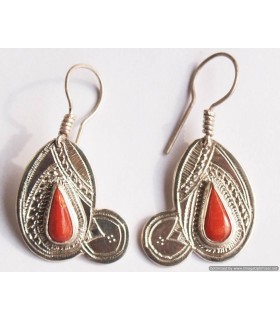 Mixed Kabyle & Tuareg coral and silver southern cross pendan