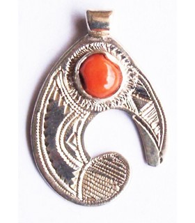 Large Silver pendant store mix spectacular Tuareg with natural turquoise coral stones jewelry from the Sahara Desert