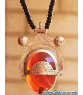 Silver and brown Agate Tuareg Necklace