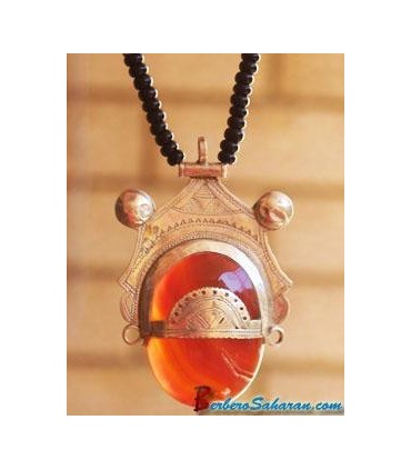 Silver and brown Agate Tuareg Necklace