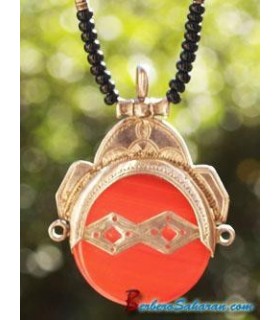 Silver and brown Agate Tuareg Necklace