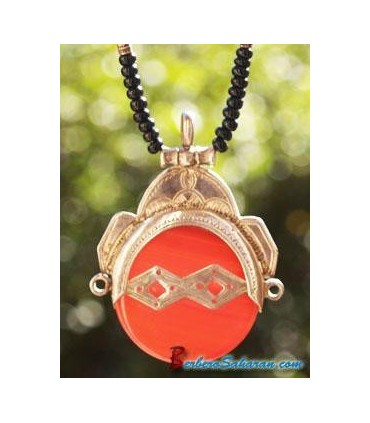 Silver and brown Agate Tuareg Necklace