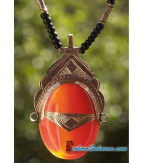 Collier Touareg en Argent et Agate Marron