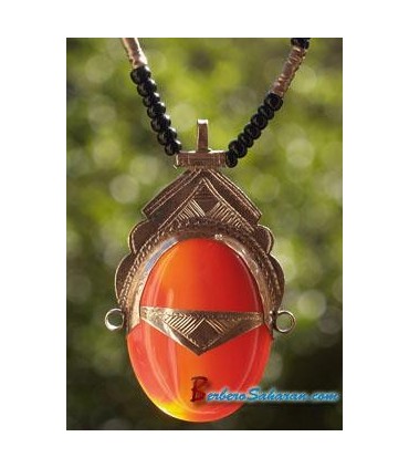 Collier Touareg en Argent et Agate Marron