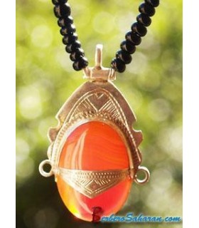 Collier Touareg en Argent et Agate Marron