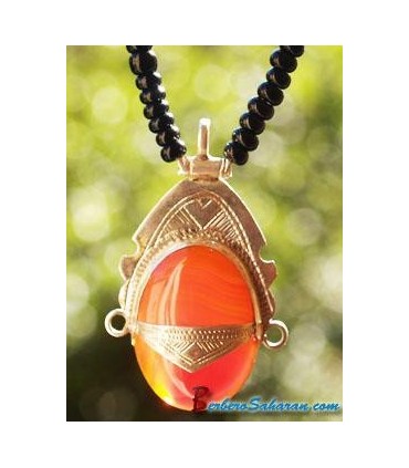 Collier Touareg en Argent et Agate Marron